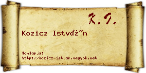 Kozicz István névjegykártya